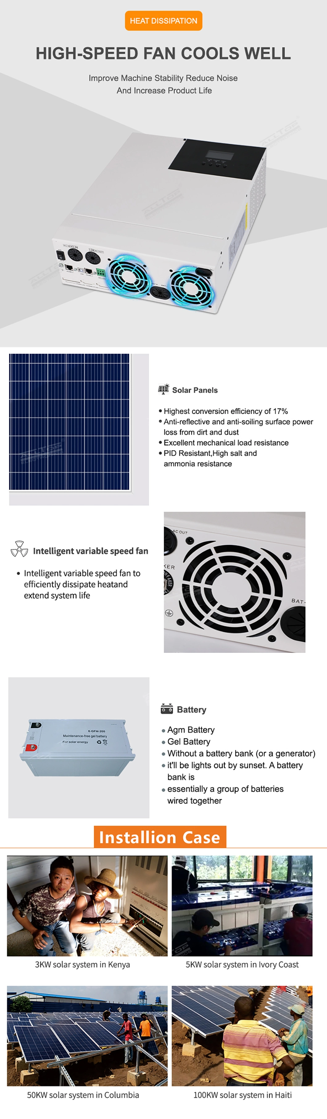 Alltop 3kv 1 Kw Power S 10kw 100kw for Home 5000 Watts Set Panel Rooftop Indoor Lighting Solar System